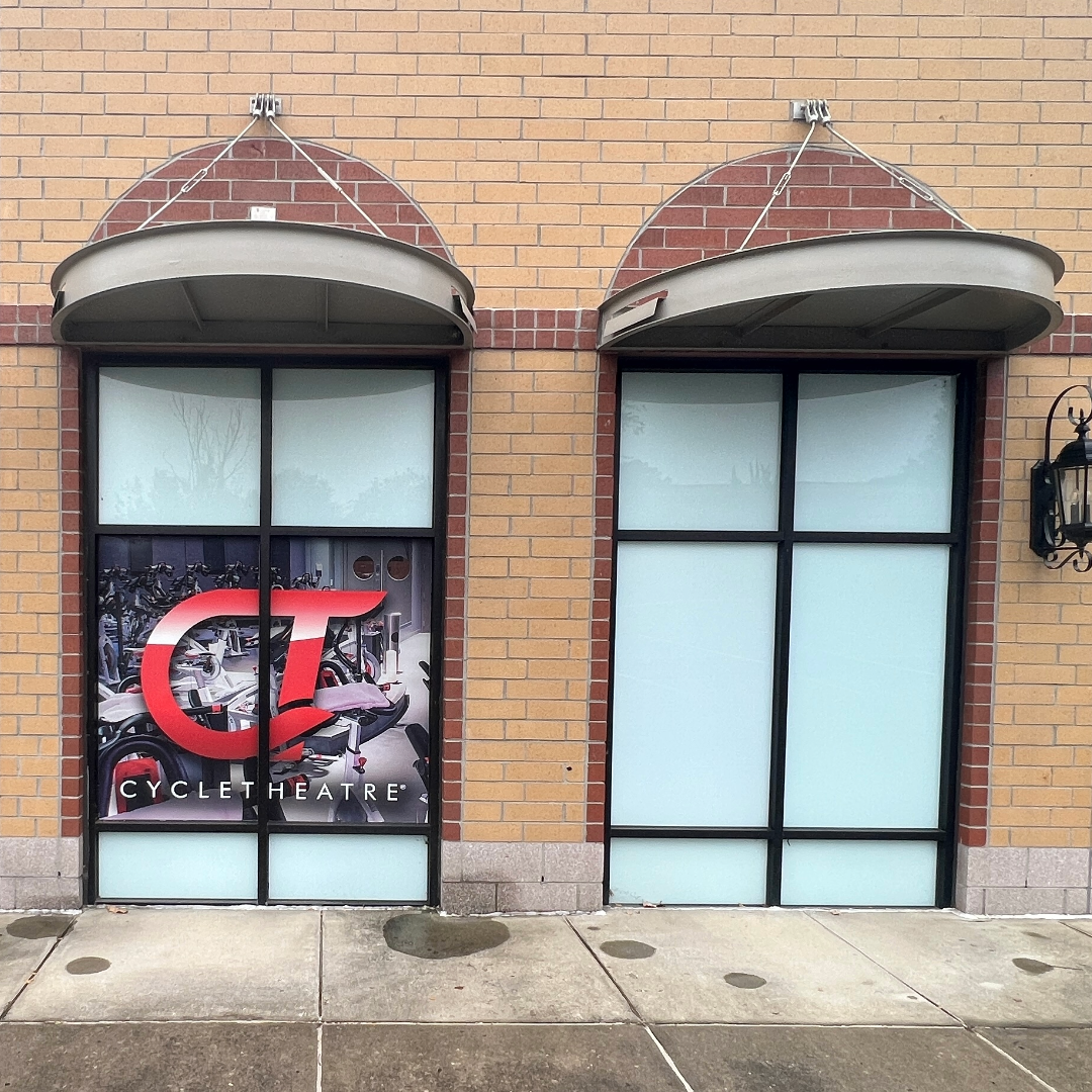  storefront with large windows with window film for protection and privacy 